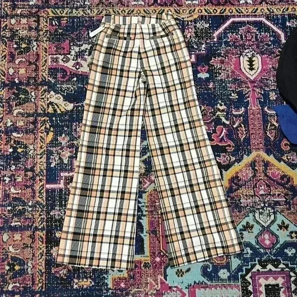 MAEVE by Anthropologie women's size 2 plaid cropped wide-leg stretch pants NWT - Picture 2 of 4